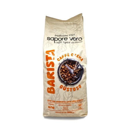 Kawa ziarnista Sapore Vero Barista Caffe Crema Gustoso 1 kg - sycylijska tradycja, gęsta crema